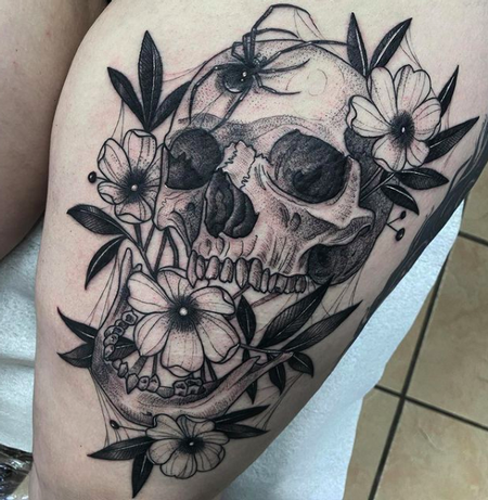 Marissa Falanga - Skull and Flowers